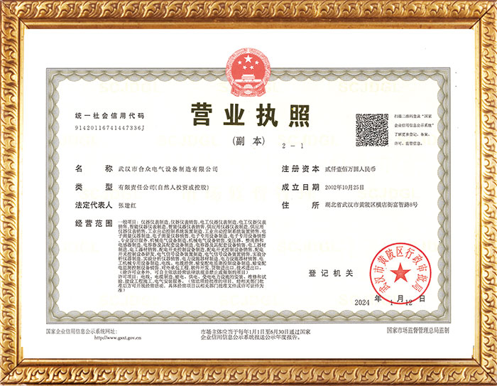 合眾電氣營業執照 合眾電氣營業執照